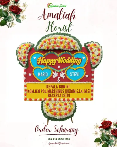 Karangan Papan Bunga Pernikahan di Negla
